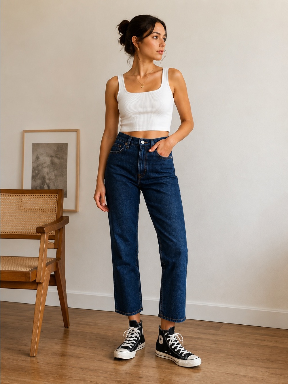 Levi’s Ribcage Straight Ankle Jeans W26 L27 | Dark Wash High Rise Denim